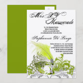 5x7 Masquerade Quinceanera Invitation Anniversaire (Devant / Derrière)