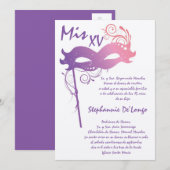 5x7 Masquerade Quinceanera Invitation Anniversaire (Devant / Derrière)