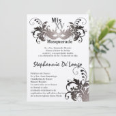 5x7 Masquerade Quinceanera Invitation Anniversaire (Debout devant)