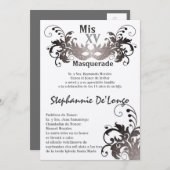 5x7 Masquerade Quinceanera Invitation Anniversaire (Devant / Derrière)