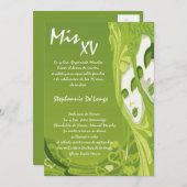 5x7 Masquerade Quinceanera Invitation Anniversaire (Devant / Derrière)