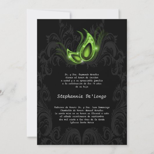 5x7 Masquerade Quinceanera Invitation Anniversaire (Devant)