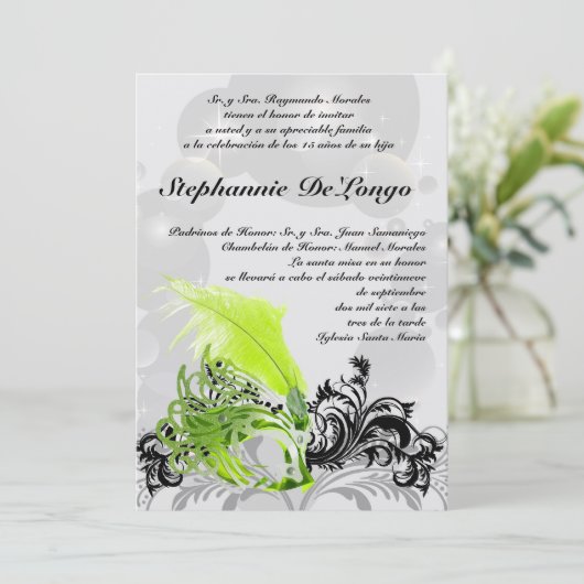5x7 Masquerade Quinceanera Invitation Anniversaire (Debout devant)
