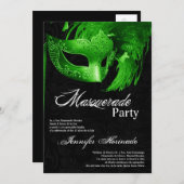5x7 Masquerade Quinceanera Invitation Anniversaire (Devant / Derrière)