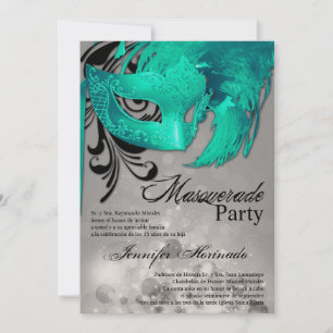 5x7 Masquerade Quinceanera Invitation Anniversaire