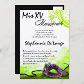 5x7 Masquerade Quinceanera Invitation Anniversaire (Devant / Derrière)
