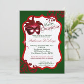 5x7 Masquerade rouge Invitation XMAS de Noël (Debout devant)