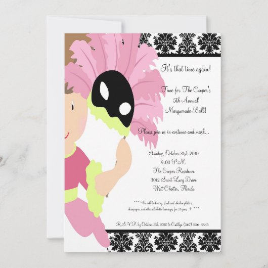 5x7 MasqueradeBall Halloween Bash Party Invitation (Devant)