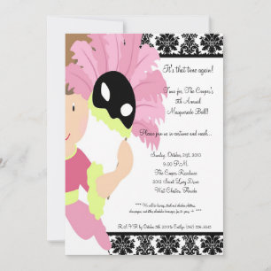 5x7 MasqueradeBall Halloween Bash Party Invitation Kaart