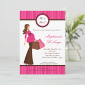 5x7 Meisje Modern Mod Mom Baby shower Uitnodiging (Staand voorkant)