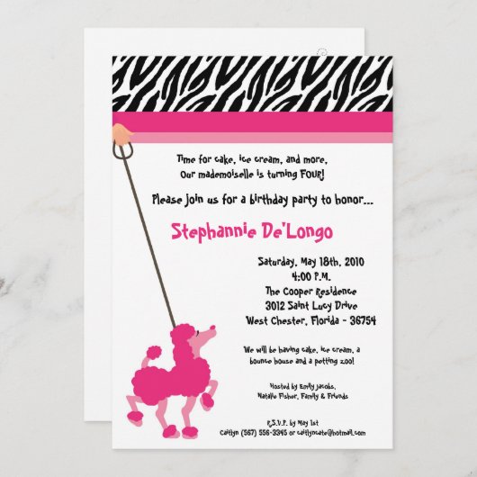 5x7 Meisje Roze Poedel Parijs Verjaardag Par Uitno Kaart (Voorkant / Achterkant)