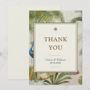 5x7 Merci Mariage de palme de paon tropical blanc