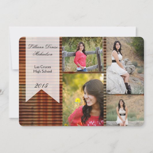 5x7 Métal corrégé rouillé Faire-part supérieur (Devant)