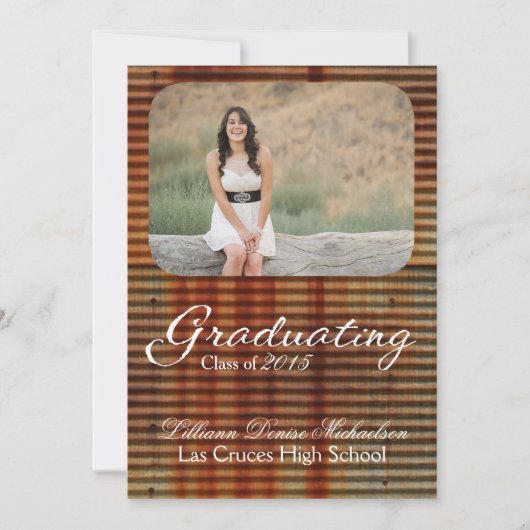 5x7 Métal corrégé rouillé Faire-part supérieur (Devant)