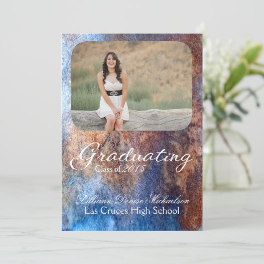 5x7 Métal rouillé Vieux acier Gru Faire-part princ (Debout devant)