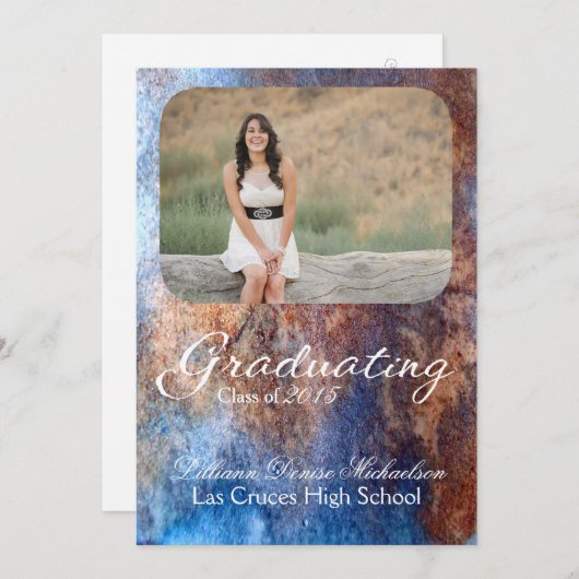 5x7 Métal rouillé Vieux acier Gru Faire-part princ (Devant / Derrière)