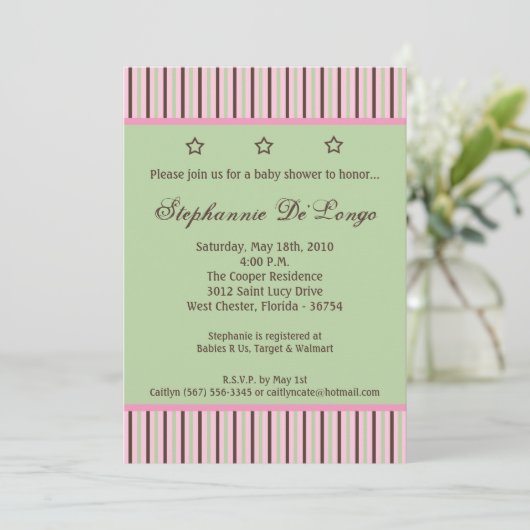 5x7 Mint Stars and Stripes Baby shower Invitation (Debout devant)