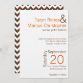 5x7 modern bruin Sinaasappel Chevron bruiloft uitn Kaart (Voorkant / Achterkant)