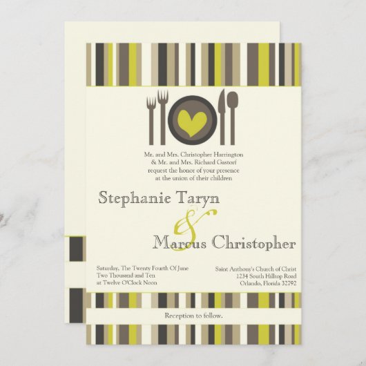 5x7 Modern Chinees Bord Diner Uitnodiging voor een (Voorkant / Achterkant)