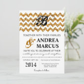 5x7 Modern Gold Glitter Chevron Weddenschap Kaart (Staand voorkant)