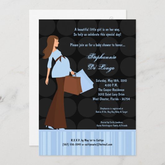 5x7 Modern Mod Mom Invitation Baby shower d'achat (Devant / Derrière)