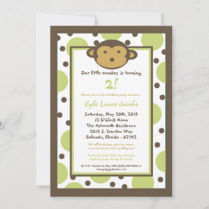 5x7 Modern Mod Monkey Birthday Party nodigt uit Kaart