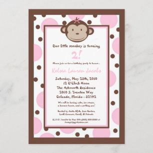 5x7 Modern Mod Monkey Birthday Party nodigt uit Kaart