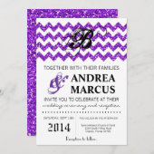 5x7 Modern Purp Glitter Chevron Weddenschap Kaart (Voorkant / Achterkant)