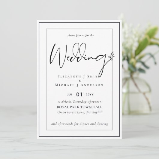 5x7 Modern Script Overlay Budget Wedding nodigt ui (Staand voorkant)