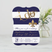 5x7 Moderne Grille Fleur De Leis Faire-part de mar (Debout devant)