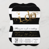 5x7 Moderne Grille Noir Blanc Faire-part de mariag (Devant / Derrière)