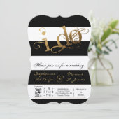 5x7 Moderne Grille Noir Blanc Faire-part de mariag (Debout devant)