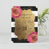 5x7 Moderne Grille Noir Blanc Faire-part de mariag (Debout devant)