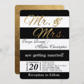 5x7 Moderne Grille Noir Blanc Faire-part de mariag (Devant / Derrière)