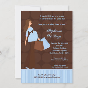 5x7 Moderne Mod Mam Shopping Baby shower Uitnodigi Kaart
