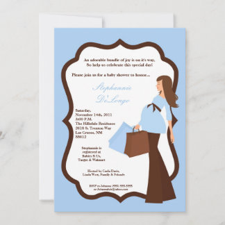 5x7 Moderne Mod Mam Shopping Baby shower Uitnodigi Kaart