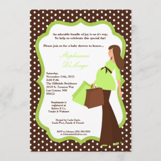 5x7 Moderne Mod Mam Shopping Baby shower Uitnodigi Kaart