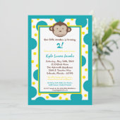 5x7 Moderne Monkey Birthday Party Invitation (Debout devant)