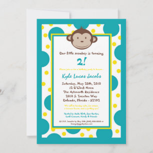 5x7 Moderne Monkey Birthday Party Invitation