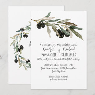 5x7 Moderne olive leef Waterverf Typografie Kaart
