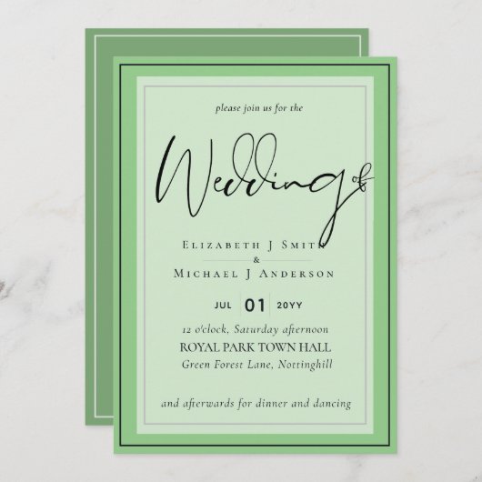 5x7 Moderne Script Overlay Budget Trouwkaarten (Voorkant / Achterkant)