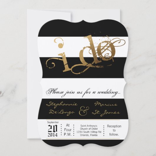 5x7 moderne streep zwart wit bruiloft uitnodiging (Voorkant)