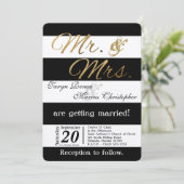 5x7 moderne streep zwart wit bruiloft uitnodiging (Staand voorkant)
