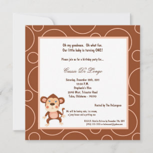 5x7 Monkey Pok-a-Dot Verjaardagsfeest Uitnodigen Kaart