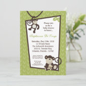 5x7 Monkey Time Zoo Animal Baby shower Invitation (Debout devant)