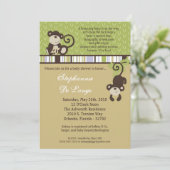 5x7 Monkey Time Zoo Animal Baby shower Invitation (Debout devant)