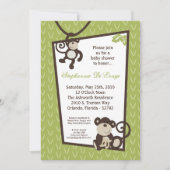 5x7 Monkey Time Zoo Animal Baby shower Invitation (Devant)