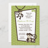 5x7 Monkey Time Zoo Animal Baby shower Invitation (Devant / Derrière)