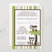 5x7 Monkey Time Zoo Animal Baby shower Invitation Kaart (Voorkant / Achterkant)