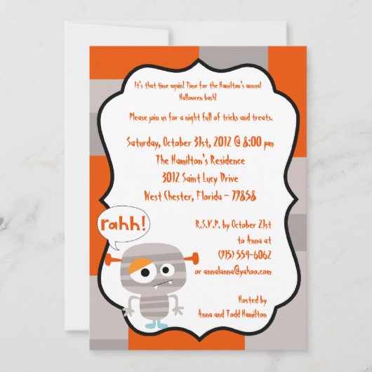 5x7 Monster Bash Halloween Party Invitation (Devant)